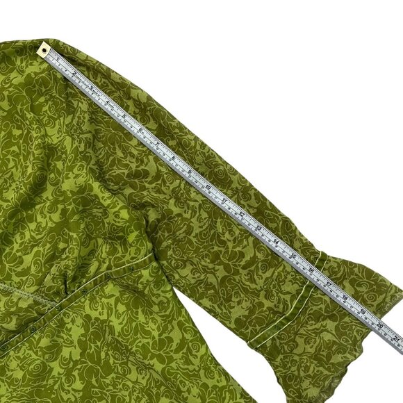 Vintage Floral Babydoll Blouse Green Large Y2K Whimsygoth Fairy Grunge Boho - Picture 12 of 12